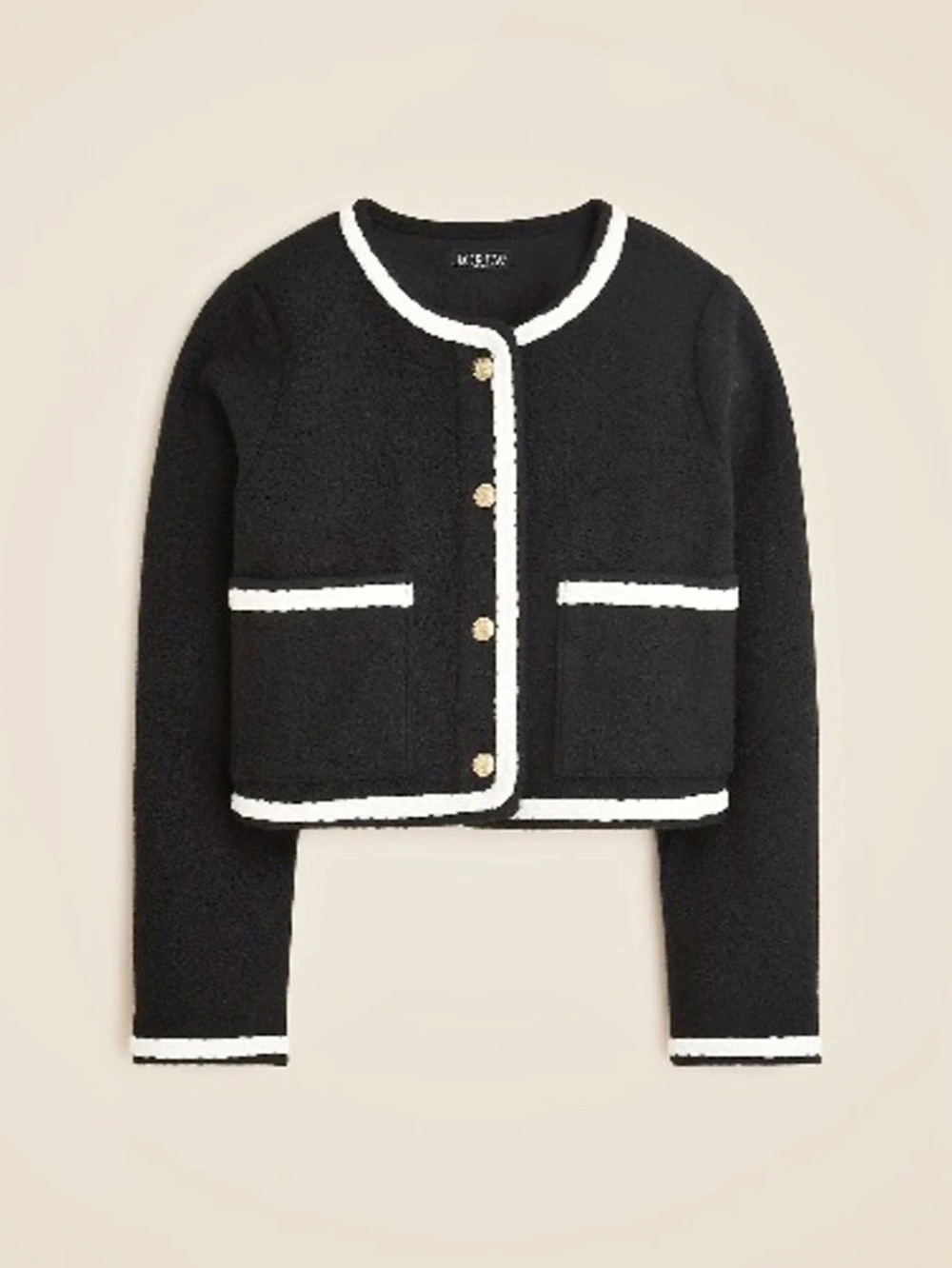 J.CREW Cropped Bouclé Yarn Lady Jacket Black & White Size Medium
